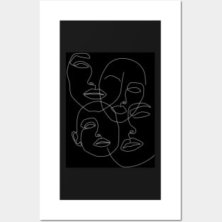 One Line & Four Faces Posters and Art